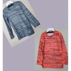 bundle of 2 Nike Pro Combat sz xs kids Hyperwarm compression shirt orange/gray d